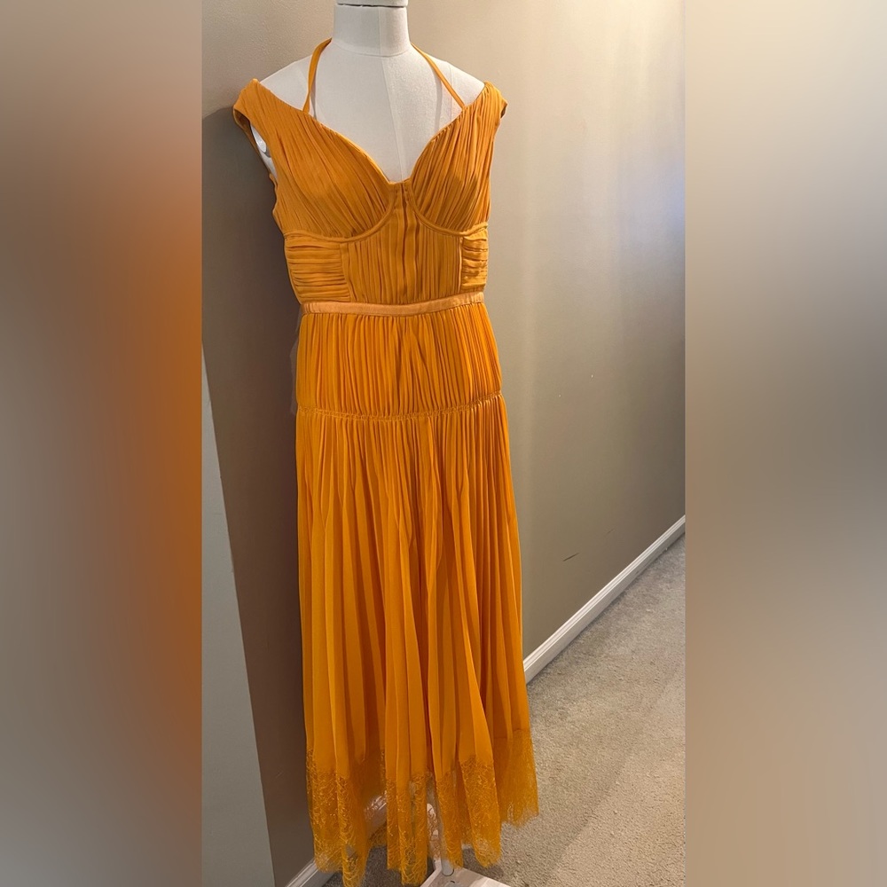 Self-portrait Off Shoulder Pleated Chiffon Dress - Picture 8 of 9